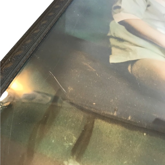 Antique Baby Photo Convex Bubble Glass Frame 10.5 X 16.5” Rectangle Colorized - Picture 12 of 13